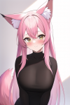 Fox girl with pink hair s-594408518.png