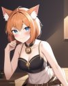 fantasy adventure merchant cat girl adult orange short hair blue eyes s-151773088.jpg