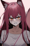 Long pink haired fox girl angry pissed mad bloody wounded s-1568202852.png