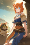 fantasy adventure merchant cat girl older short orange hair blue eyes s-2014964699.png