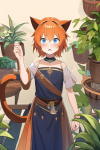short orange hair blue eyes cat ears tail fantasy adventure merchant plants olde s-1918591322.png
