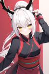 pony tail white hair yellow snake eyes antlers cat ears kunoichi determined s-640838087.png