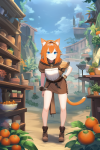 short orange hair blue eyes cat ears tail fantasy adventure merchant plants olde s-871517047.png