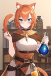 short orange hair blue eyes cat ears tail fantasy adventure merchant potion adul s-2694420026.png
