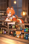 short orange hair cat girl fantasy merchant adventure potions scared s-1799365817.png
