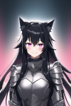 messy long black hair wolf girl pink eyes fantasy adventure armor collar smile s s-2240668504.png
