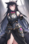 messy long black hair wolf girl pink eyes fantasy adventure armor collar smile s s-3592086913.png