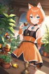 short orange hair cat girl blue eyes fantasy adventure merchant potions plants s s-383412590.png
