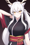 pony tail white hair yellow snake eyes antlers cat ears kunoichi determined s-3204413516.png