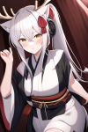 pony tail white hair yellow snake eyes antlers cat ears kunoichi determined s-3544958583.png