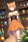 orange short hair cat girl blue eyes fantasy adventure merchant potions plants n s-3406525707.png
