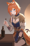 short orange hair blue eyes cat ears tail fantasy adventure merchant potion adul s-2701183299.png