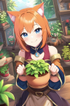 short orange hair blue eyes cat girl fantasy adventure merchant potions plants s s-4237238166.png