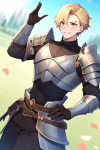 Blond hair brown eyes leather armor suave smile fantasy dashing man male handsom s-485621742.png