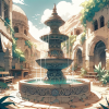 DALL·E 2023-11-15 03.06.27 - anime style image of a fountain in an abandoned desert village. T...png