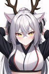 pony tail white hair yellow snake eyes antlers cat ears kunoichi determined s-3682543080.png
