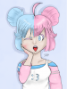 beanie cute sticking tonge out pastel lipstick and eyelashes blue hair pink hair blue eyes two...PNG