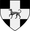 sable, over a cross argent a greyhound passant gris.png