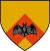 jaune d'or, over a chevron corail a bat displayed sable.png