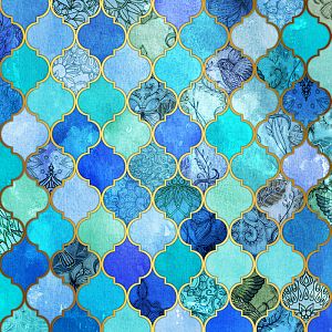 Cobalt-blue-aqua--gold-decorative-moroccan-tile-pattern-prints