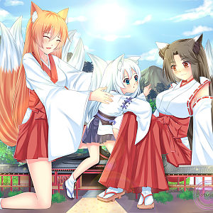 Kitsune_trio__oc_commission__by_batusawa-d7fjuih
