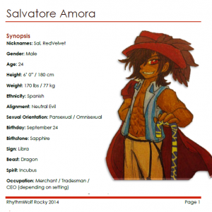 Salvatore Amora - Basic Character Sheet