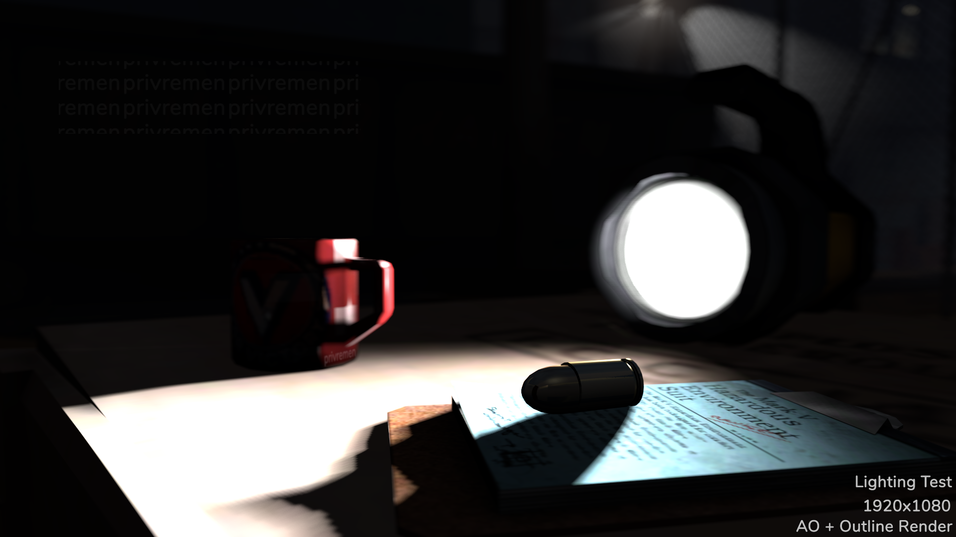 Flashlight Scene (Ambient Occlusion + Outline)