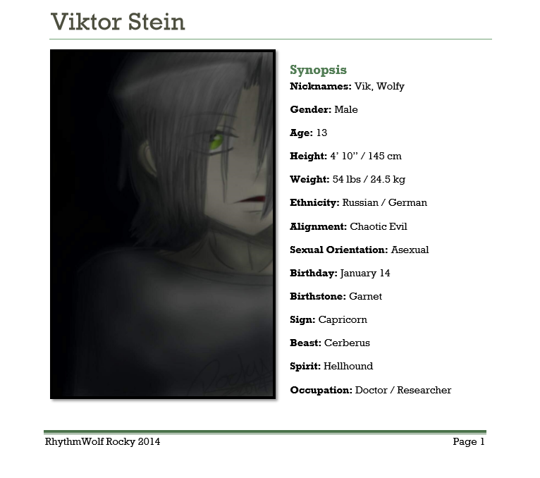 Viktor Stein - Basic Character Sheet