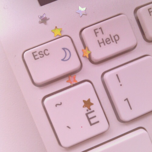 pink keyboard with glitter stickers