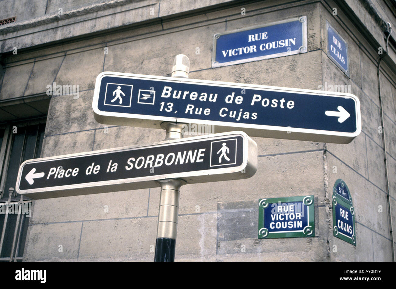 paris-assorted-french-street-name-plates-and-pedestrian-direction-A90B19.jpg