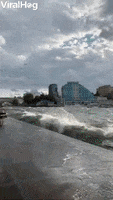 Massive Wave Splashes Pedestrians In Sevastopol GIF by ViralHog