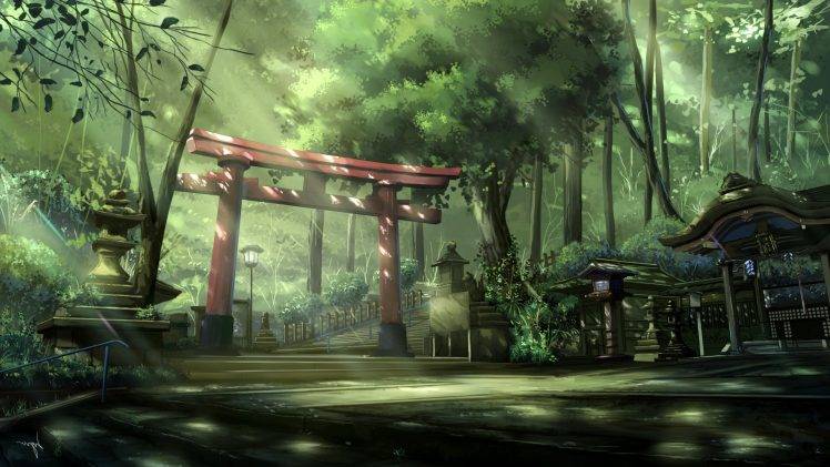167182-anime-landscape-torii-sun_rays-forest-Asian_architecture-steps-trees-748x421.jpg