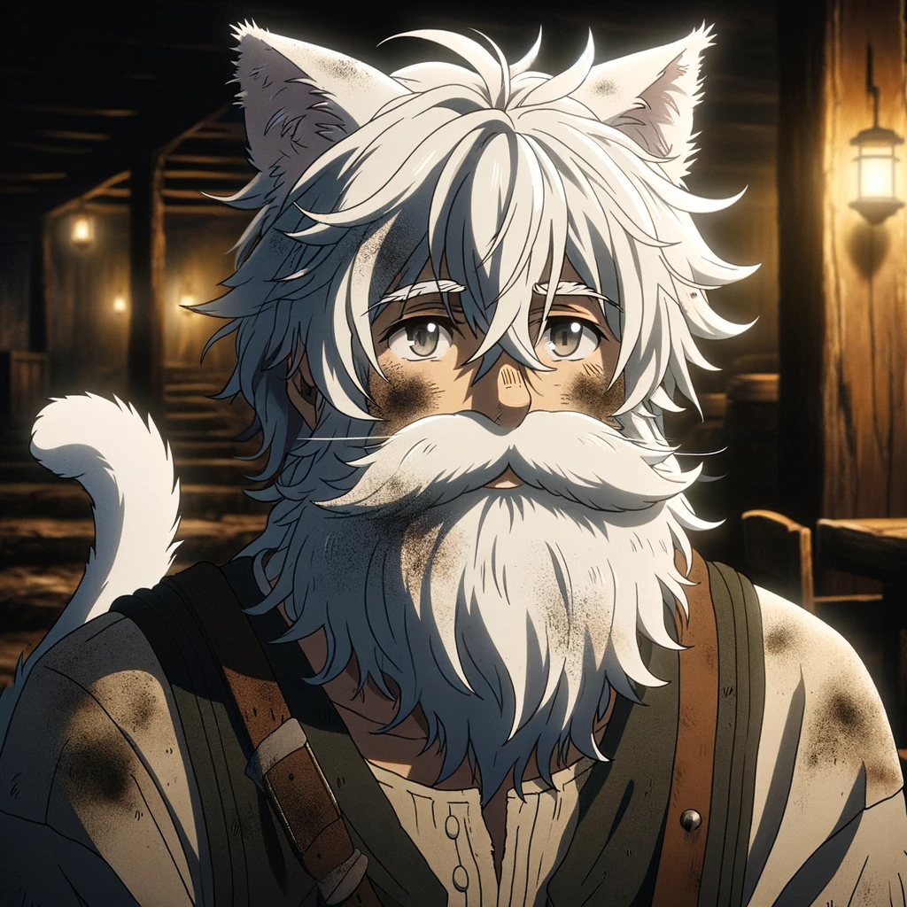 DALL-E-2024-01-21-10-23-54-Anime-style-image-of-an-old-scruffy-man-with-white-shaggy-hair-and-a-big.png