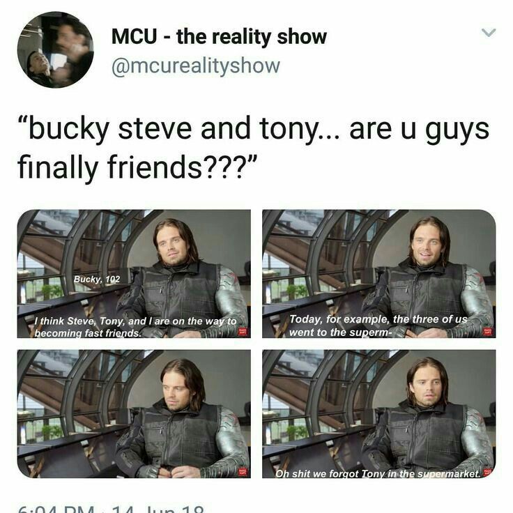 Bucky, Steve and Tony friendship | Marvel funny, Marvel memes ...