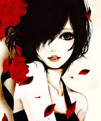 Image result for anime girl with black roses