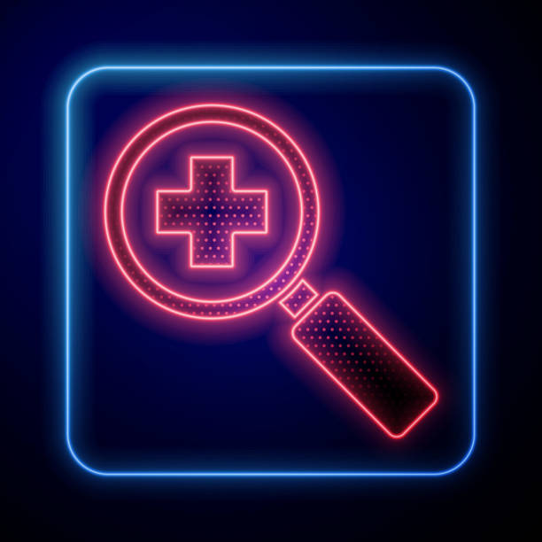glowing-neon-magnifying-glass-for-search-medical-icon-isolated-on-vector-id1266078432