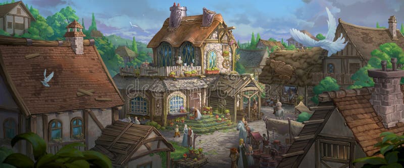 illustration-small-medieval-fantasy-garden-house-town-many-cute-flower-pots-beautiful-blue-sky-scenery-181249244.jpg